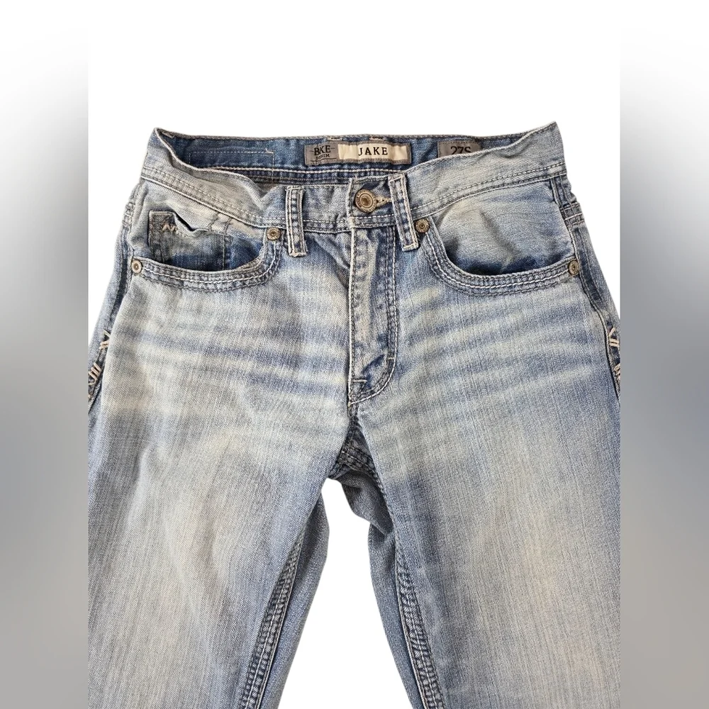 BKE Denim Jake Straight Leg Jeans Light Wash Men Size 27S Short Western Y2K